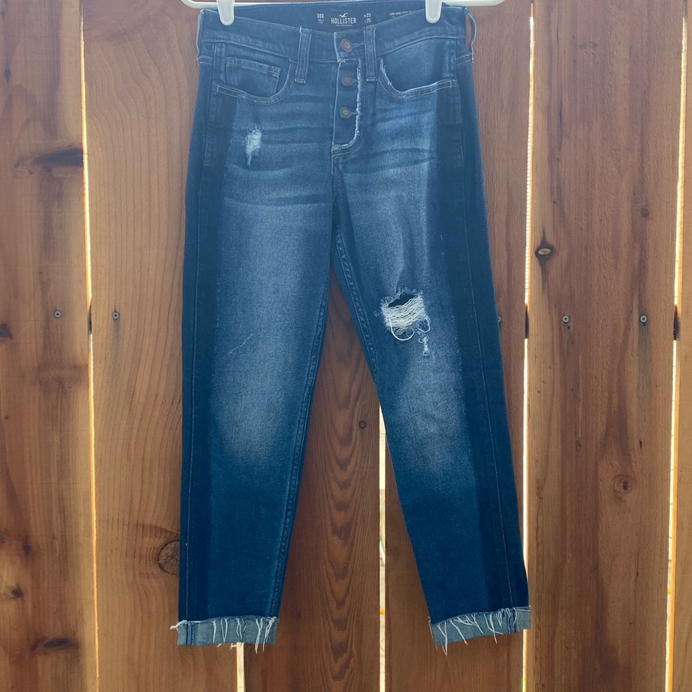 Hollister high rise crop boyfriend jeans vintage stretch distressed